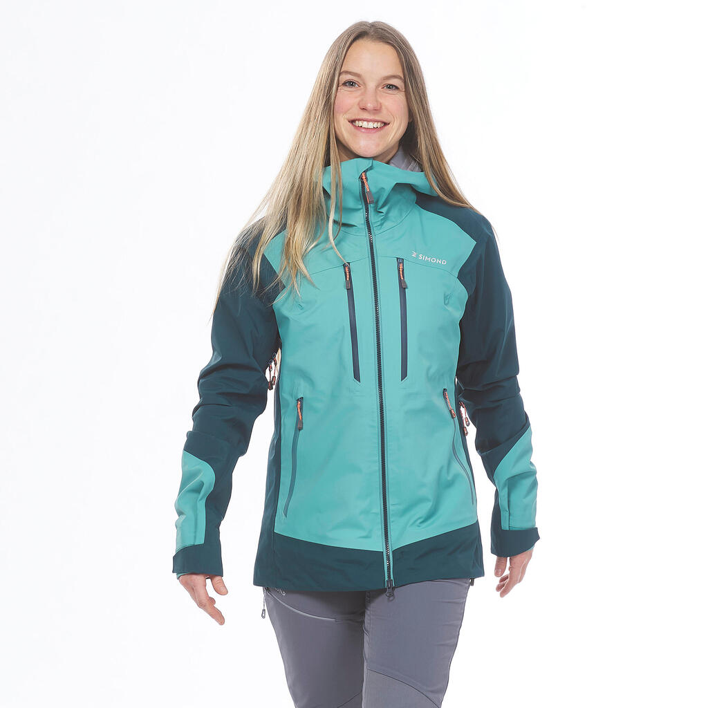 Sieviešu alpīnisma ūdensnecaurlaidīgā jaka “Evo Mountaineering”, zaļa