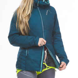 Women’s compressible padded mountaineering jacket, deep blue