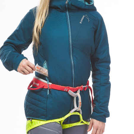 Women’s compressible padded mountaineering jacket, deep blue