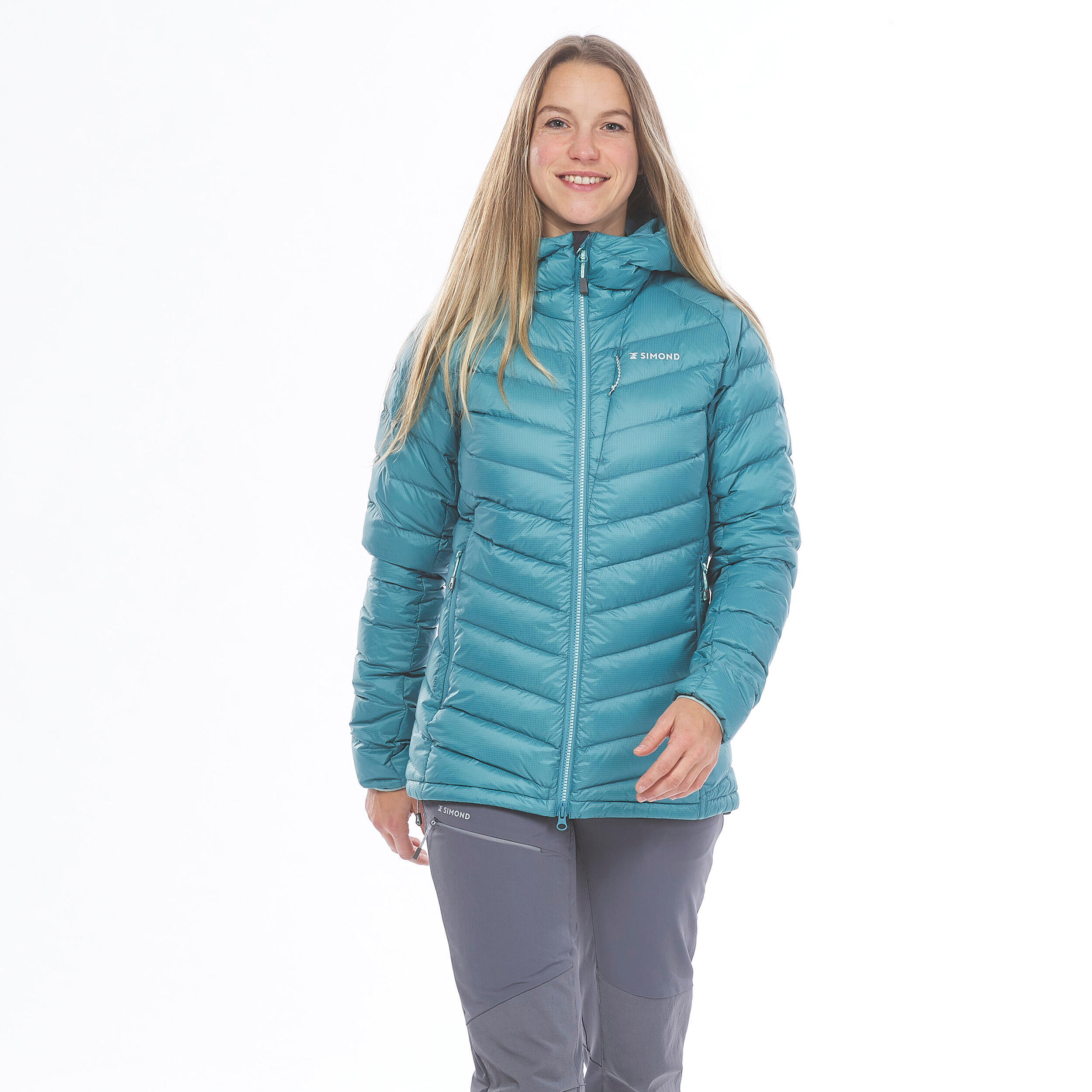 SIMOND Women's mountaineering down jacket - ALPINISM LIGHT BLUE GREY