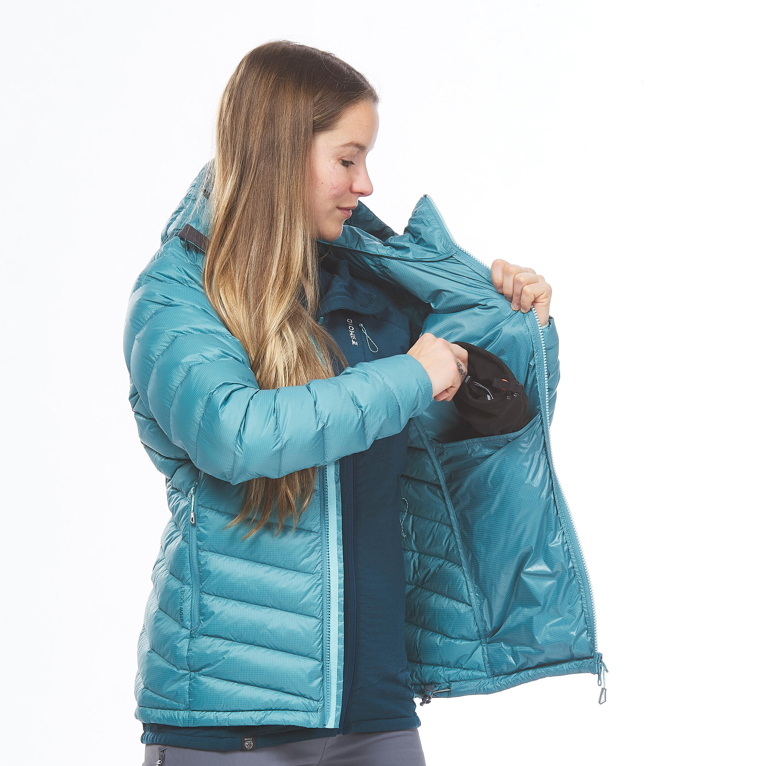 Women's mountaineering down jacket - ALPINISM LIGHT BLUE GREY 3/12