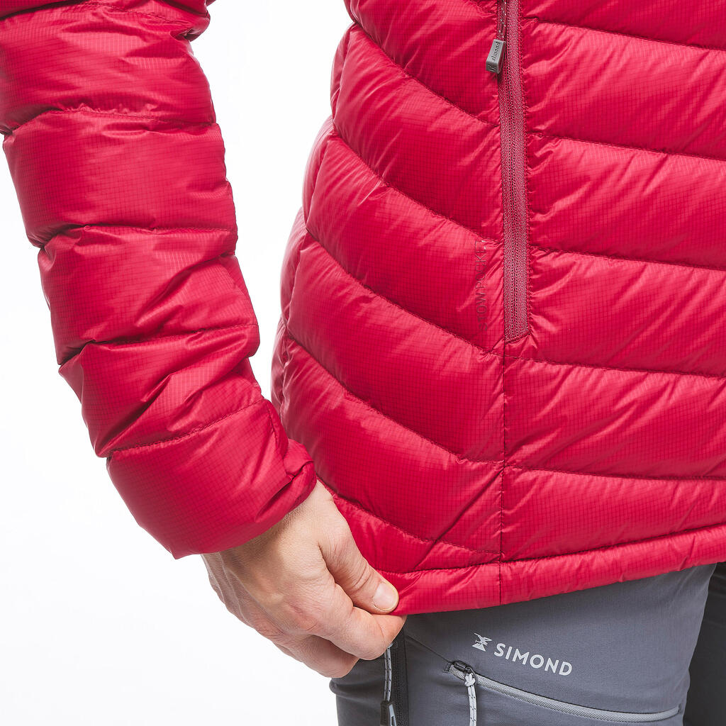 Women's Mountaineering Down Jacket - LIGHT MOUNTAINEERING - RASPBERRY