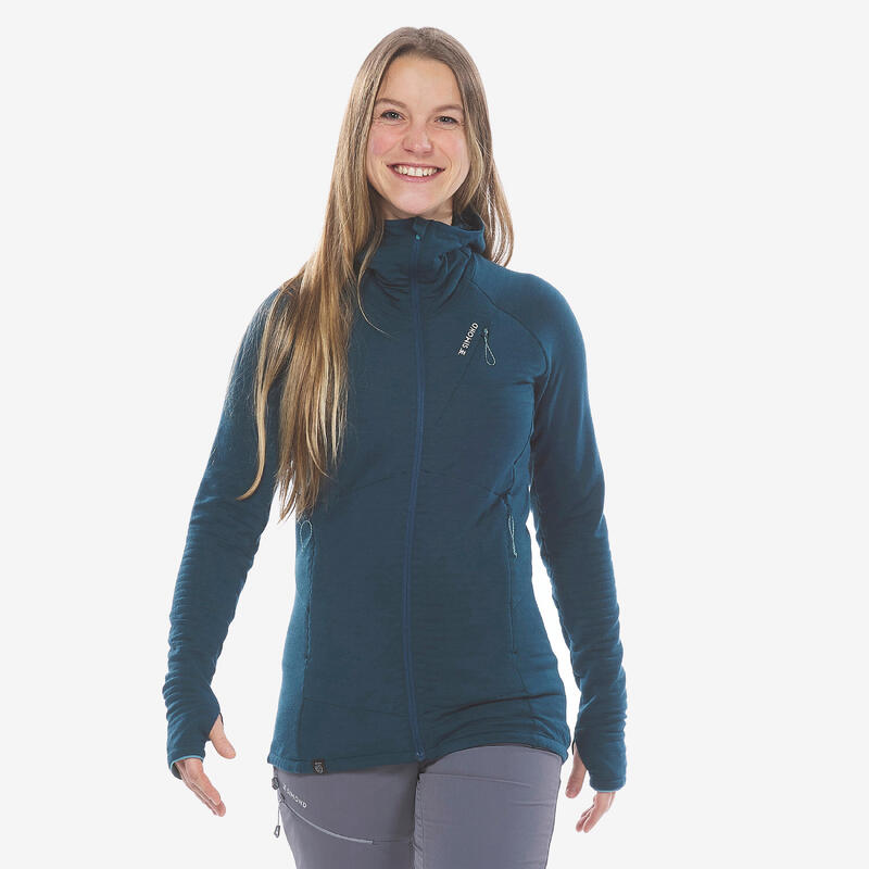 Jersey de alpinismo y montaña con capucha lana merino Mujer Simond Alpinism