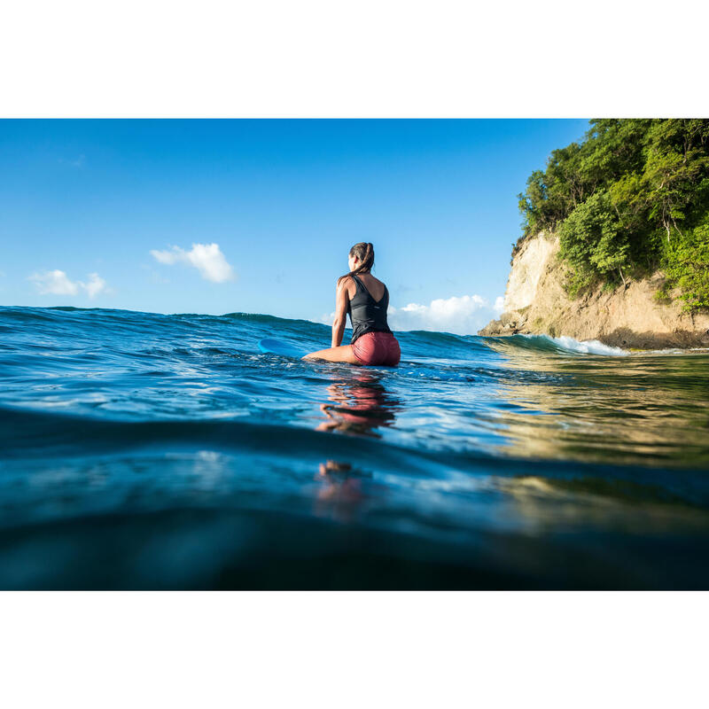 Boardshort surf femme TINI ROSE avec ceinture élastiquée et cordon de serrage