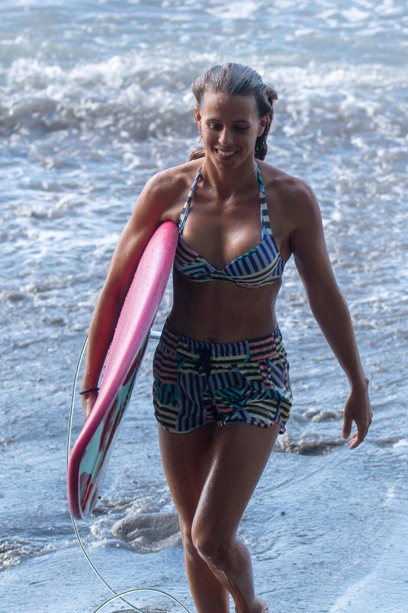 Boardshort surf femme TINI GRAPHITI ceinture élastiquée et cordon de serrage