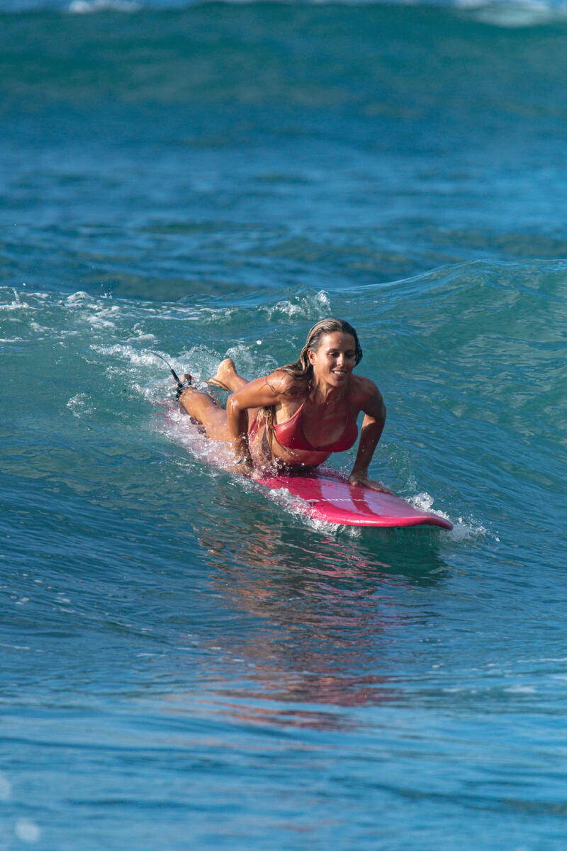 Top de bikini triângulo deslizante MAE Mulher Rosa Canelado