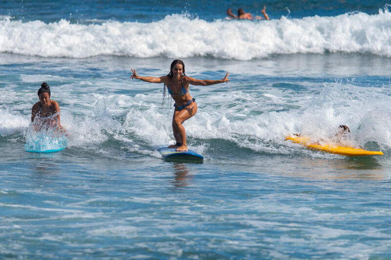 Bikinibroekje voor surfen SABI GRAPHITI hoog uitgesneden met striksluiting opzij