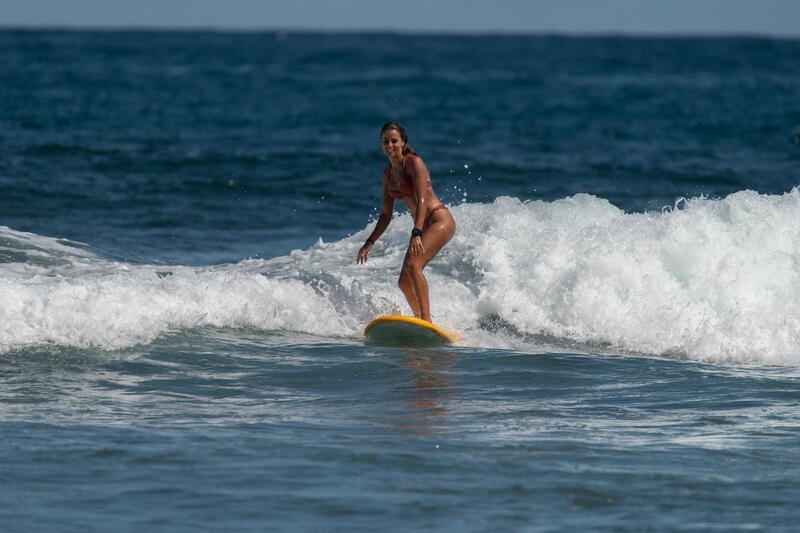 Top de Bikini de Surf ELENA Mulher Push-up Almofadas fixas Rosa Liso Canelado