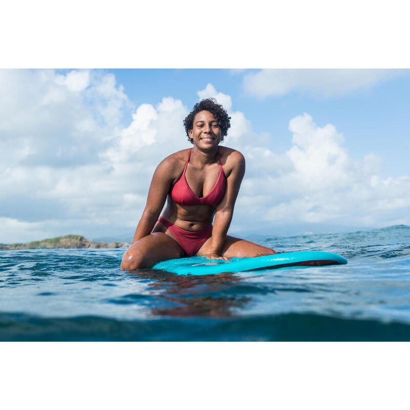 Cuecas de Bikini LULU Corte Brasileiro Rosa Liso Canelado Muito Cavadas