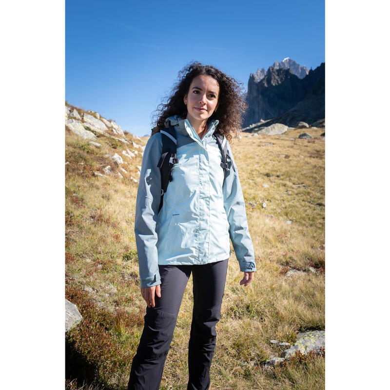 Giacca montagna donna MH100 impermeabile verde