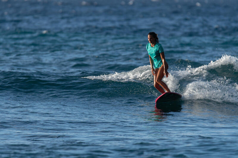 Top UV surfingowy damski Olaian Malou krótki rękaw