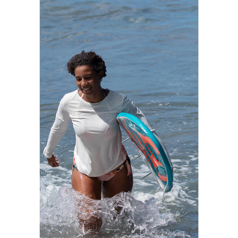  Maglia anti-UV surf donna 100 manica lunga grigia 