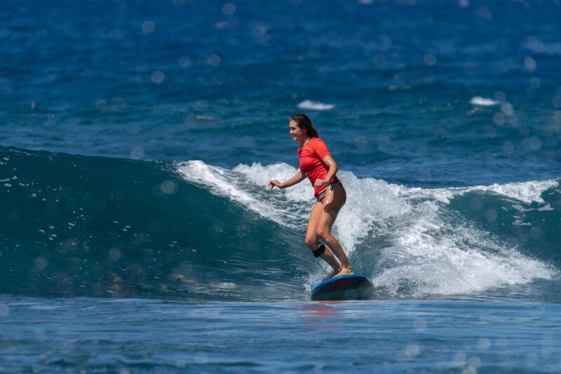 Top UV surfingowy damski Olaian krótki rękaw