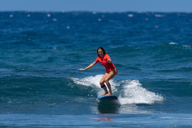 Uv-werend surfshirt met korte mouwen voor dames Malou koraalroze