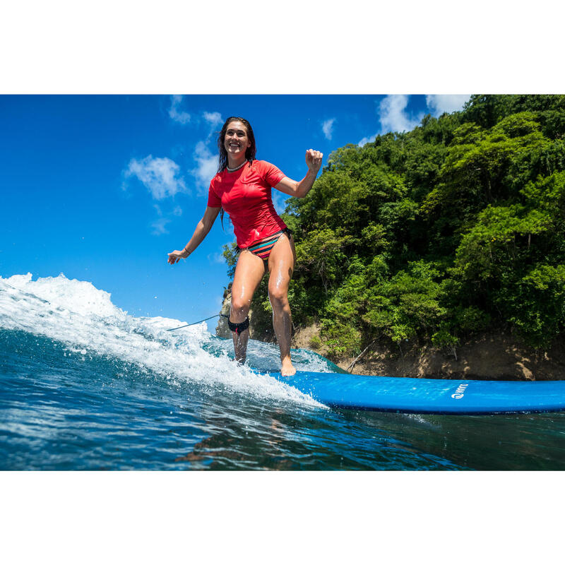 UV-werend surfshirt met korte mouwen voor dames koraalroze