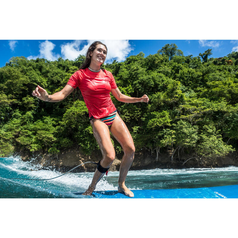 Dámské tričko s UV ochranou Malou s krátkým rukávem na surf růžovo-korálové