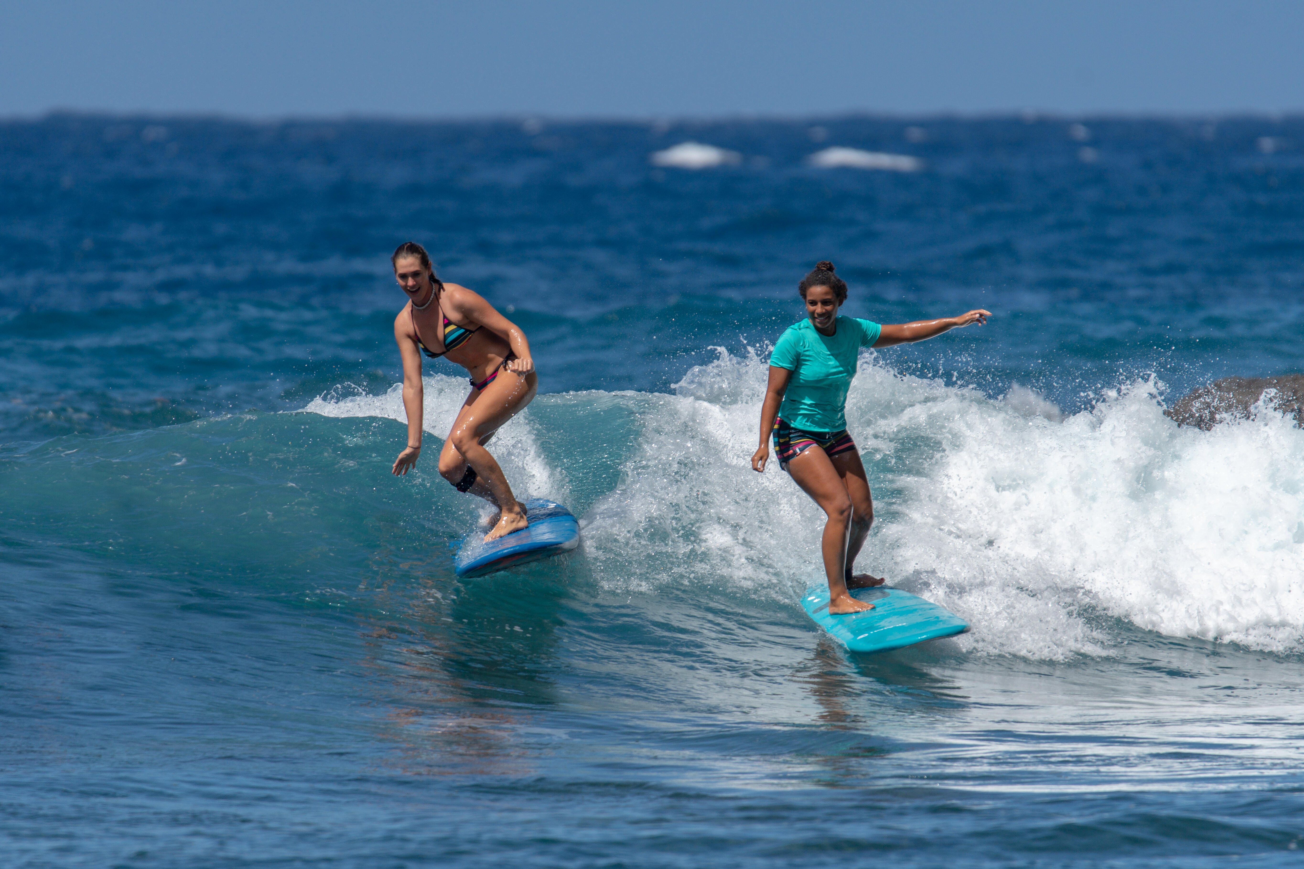 Women's UV Surfing Rash Guard - 100 Blue - OLAIAN