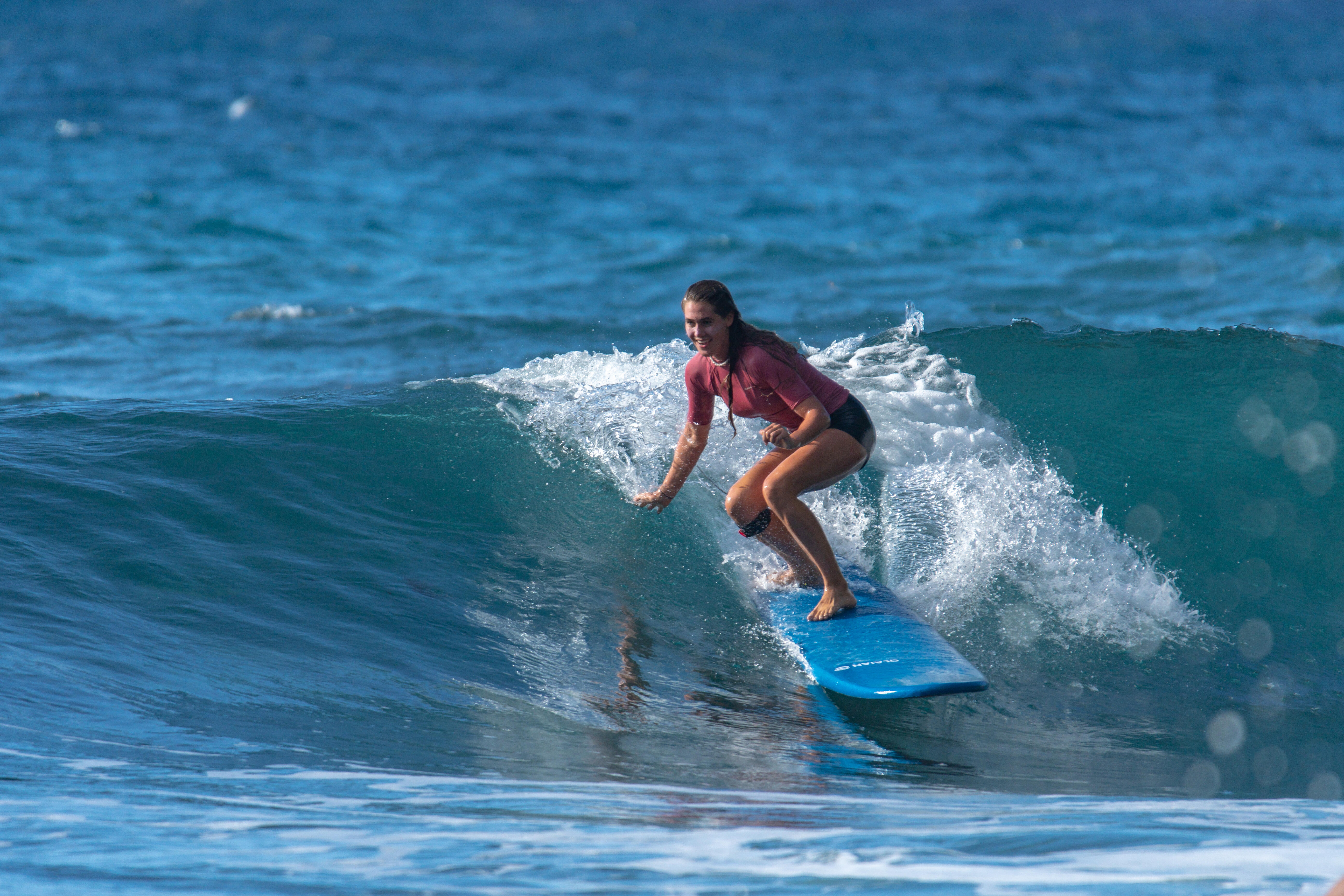 Women's UV-Protective Surfing Rash Guard - 100 Pink - OLAIAN