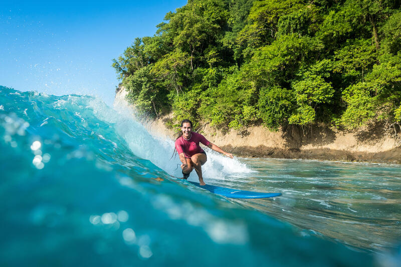 Top UV surfingowy damski Olaian 100 krótki rękaw