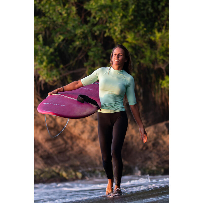 Maglia surf anti-UV donna 100 tessuto riciclato verde