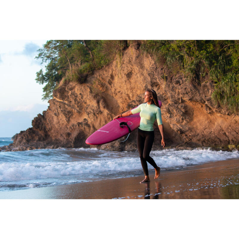 Maglia surf anti-UV donna 100 tessuto riciclato verde