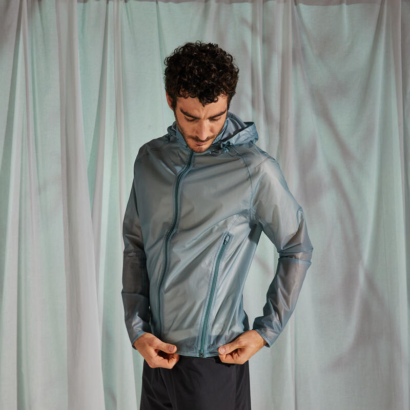 Men's Running Rain Jacket Kiprun Light limited edition green khaki