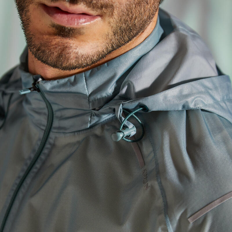 Men's Running Rain Jacket Kiprun Light limited edition green khaki