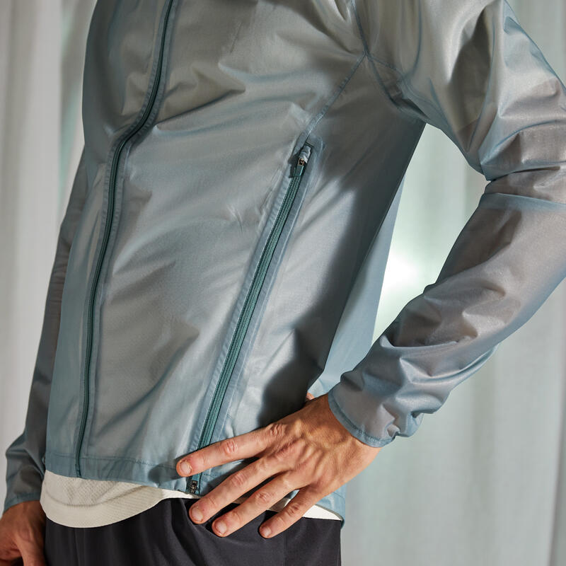 Men's Running Rain Jacket Kiprun Light limited edition green khaki