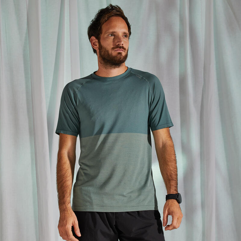 TEE SHIRT RUNNING HOMME RESPIRANT KIPRUN CARE VERT KHAKI EDITION LIMITEE
