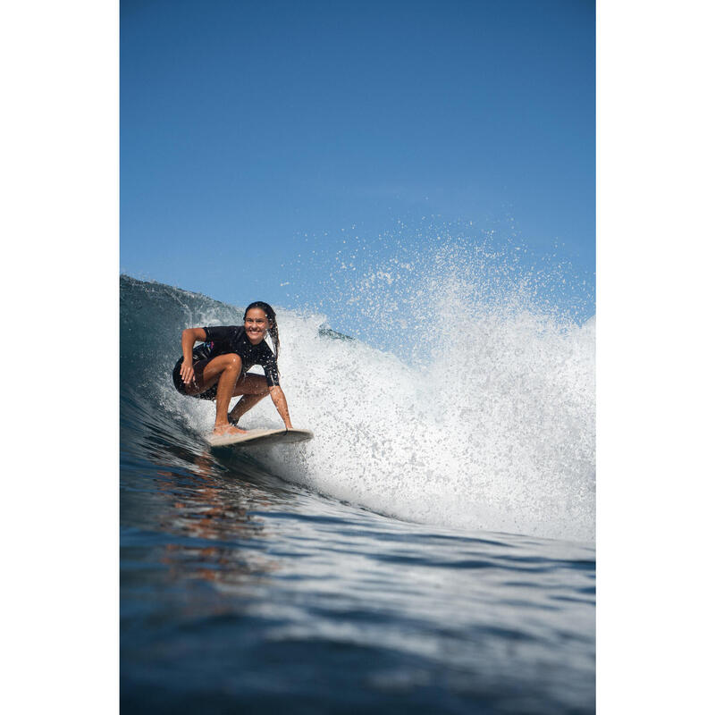 SHORTY de surf femme 500 PALMDARK zip dos manches courtes