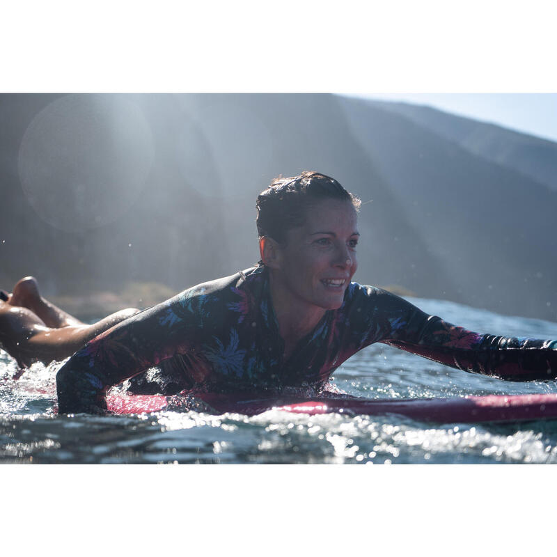 Neopreno corto braguita surf Mujer agua cálida 1,5mm FrontZip 500 negro