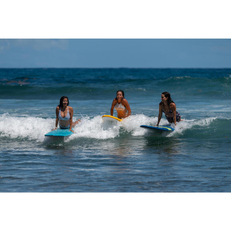 Surfbikinitop voor dames BEA MARIN met rugverstelling WIT/GRIJS