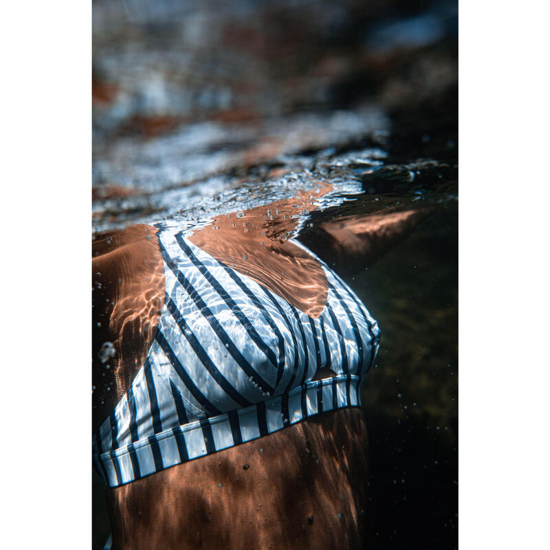 Haut de maillot de bain brassière de surf femme réglable AGATHA MARIN BLANC GRIS