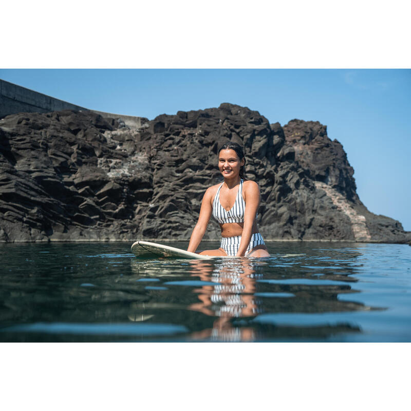 Haut de maillot de bain brassière de surf femme réglable AGATHA MARIN BLANC GRIS