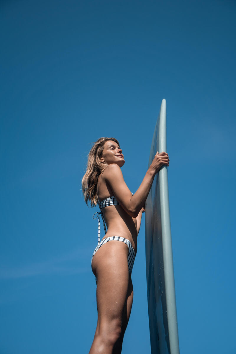 Cuecas de Bikini Aly Mulher Forma Clássica Extremidades Finas Azul Branco Cinza