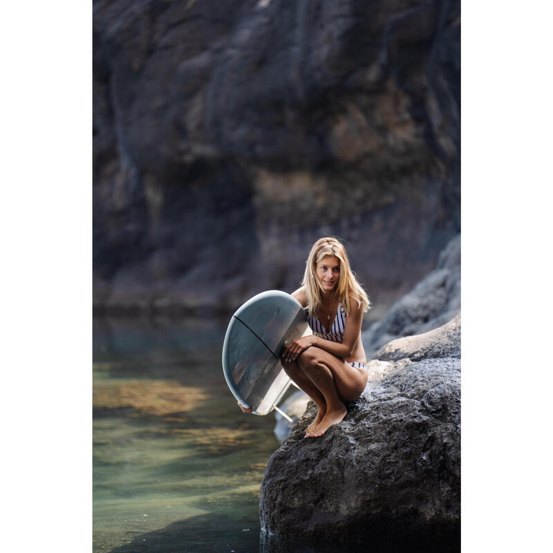 Haut de maillot de bain brassière de surf femme réglage dos BEA MARIN BLANC GRIS