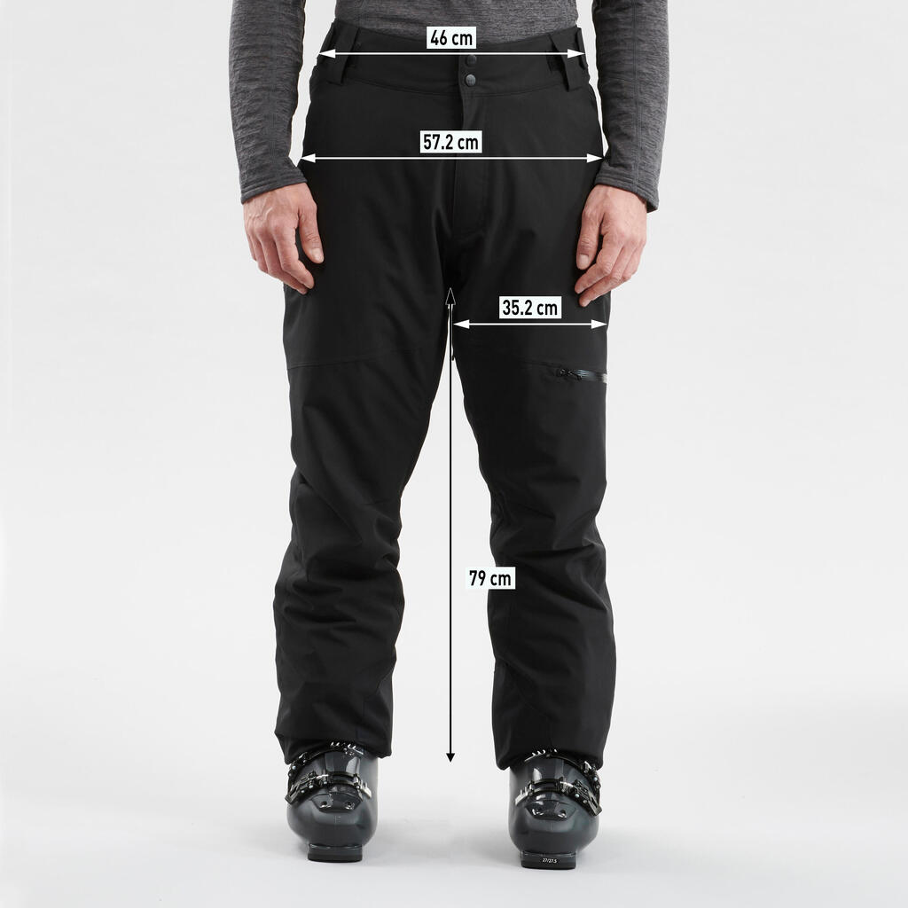 Pánske hrejivé lyžiarske nohavice 500 rovný strih svetlobéžové