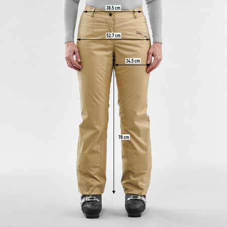 WOMEN’S WARM SKI TROUSERS 100 - BEIGE