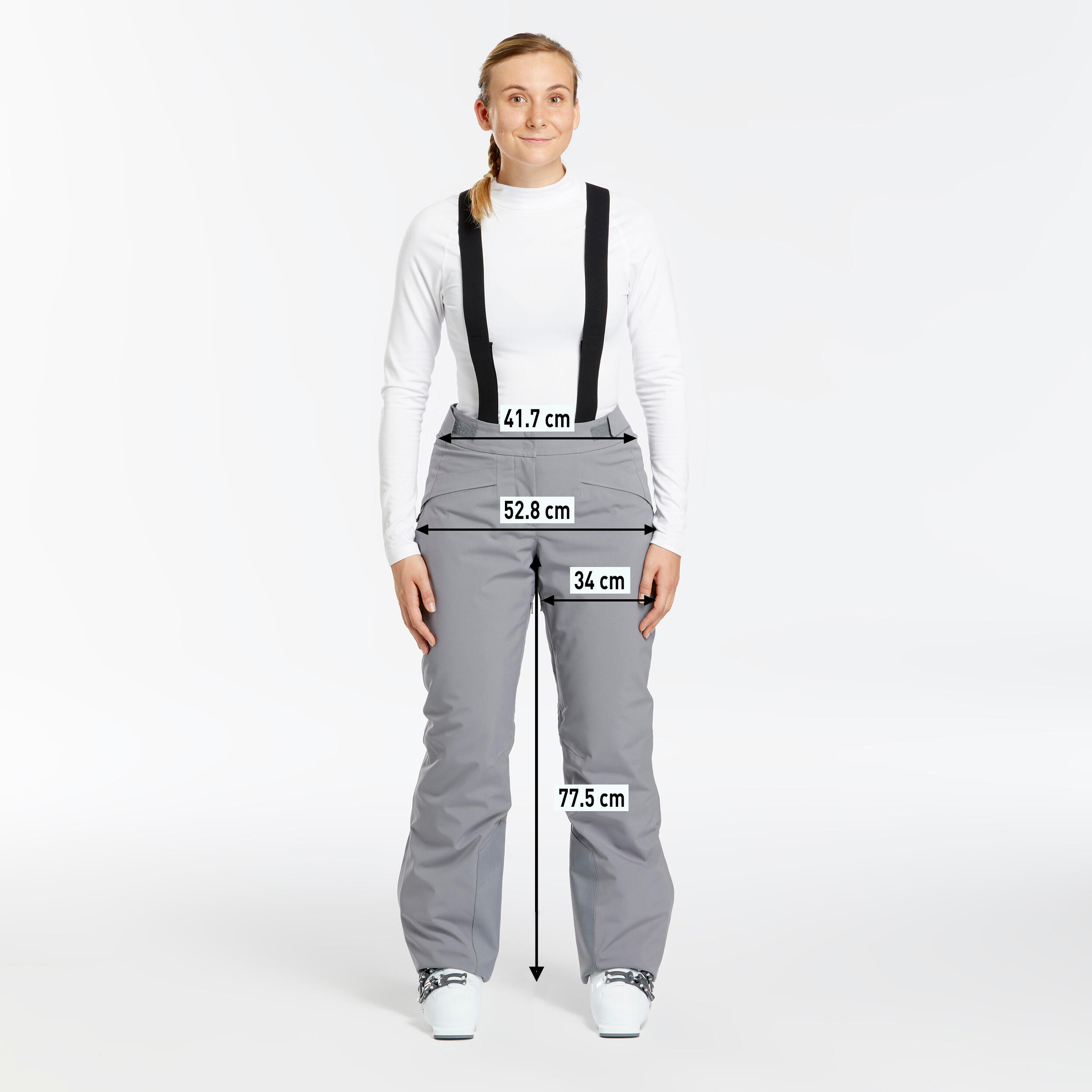 Women's Downhill Ski Pants - 580 Grey - WEDZE
