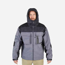 Waterproof fishing jacket 500 Grey