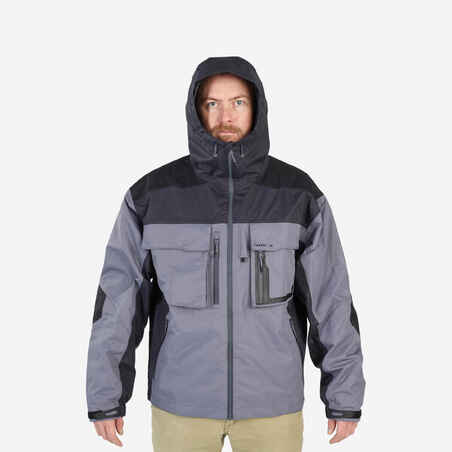 Waterproof fishing jacket 500 Grey