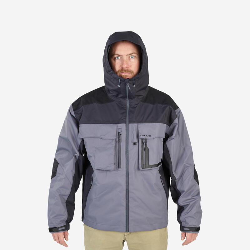 Veste de pêche imperméable 500 grise