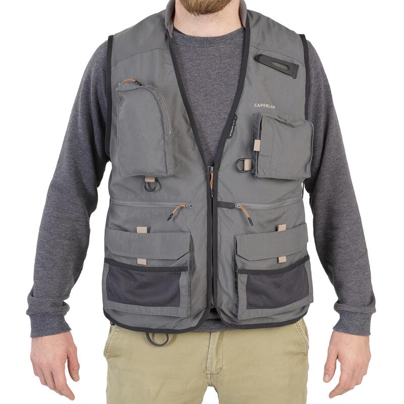 Gilet pesca adulto 500 grigio