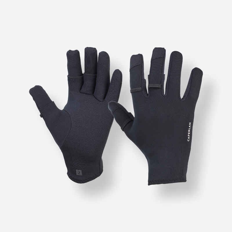 Angelhandschuhe 500 warm Neopren 1 mm schwarz mit 3 zu öffnenden Fingern