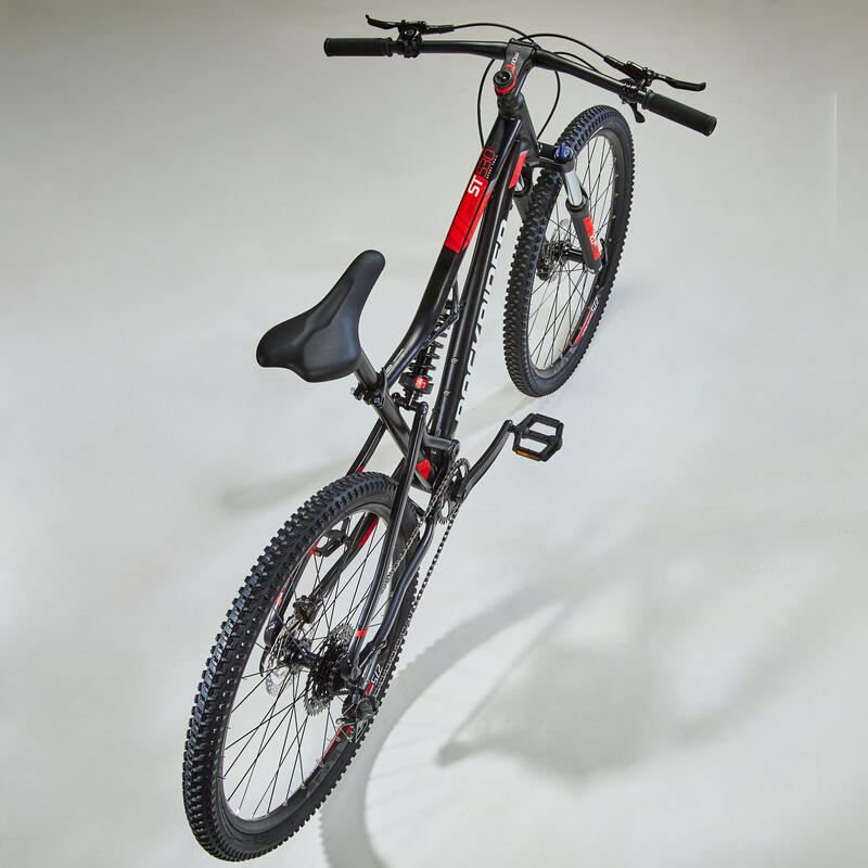 Bicicleta de montaña 27,5" doble suspensión Rockrider ST 530 S negro rojo