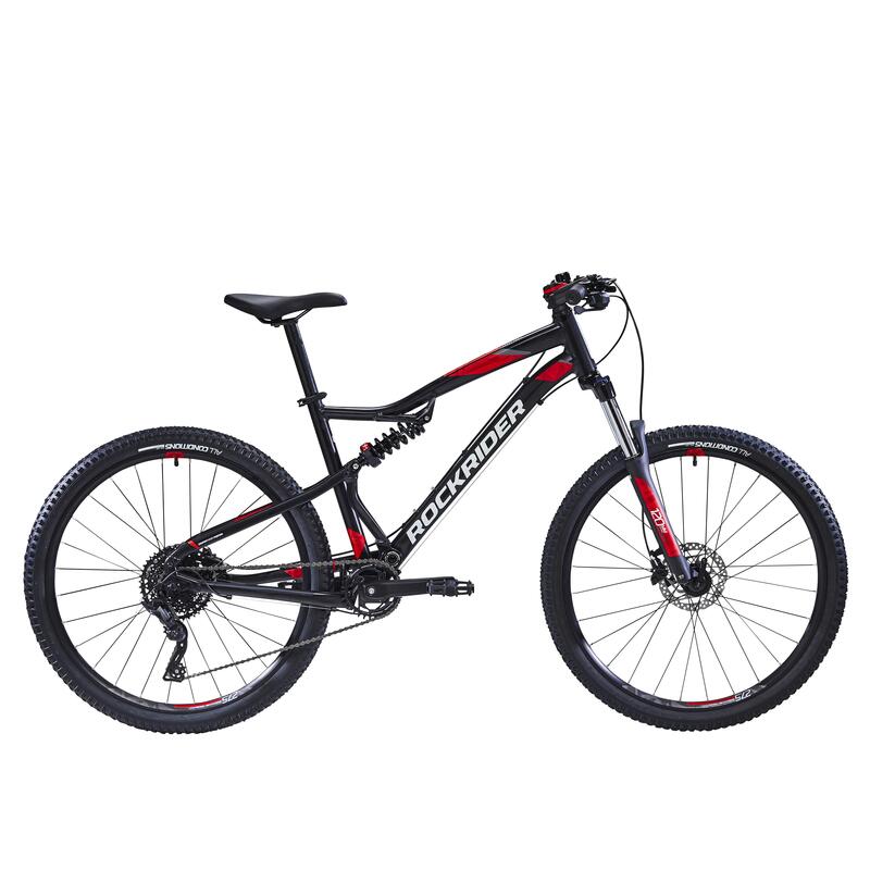 Bicicleta de montaña 27,5" doble suspensión Rockrider ST 530 S negro rojo