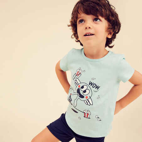 Kids' Cotton T-Shirt Basic - Turquoise with Print