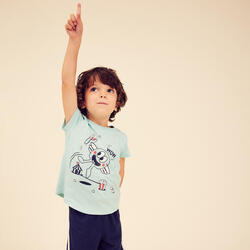 T-shirt enfant coton - Basique Turquoise avec motifs