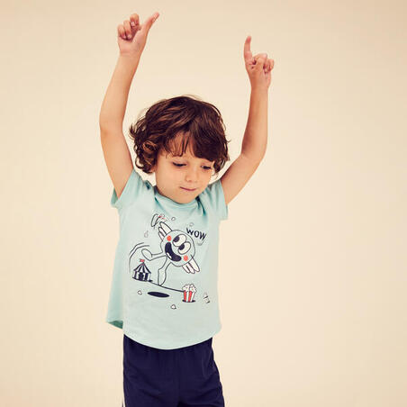 T-shirt enfant coton - Basique Turquoise avec motifs