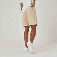 מכנסי ספורט קצרים מכותנה בגזרה ישרה עם כיס, קולקציית Essentials לגברים - בז'